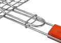 New Portable Barbecue BBQ Grill Net Basket Roast Grilling Tray Chromium Plated with Wooden Handle (Big). 
