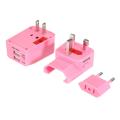 World Travel Adapter Dual 2 USB Plug Charger Power Converter Adaptor Pink.