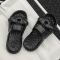 Men's Skull Slides, Casual Non Slip Slippers, Open Toe Shoes For Indoor Outdoor Beach Shower, Spring And Summer. 