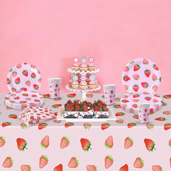 Strawberry%20Party%20Disposable%20Tableware%20Sets%20Picnic%20Pink%20Fruit%20Tool%20Gril%20Birthday%20Party%20Decorative%20Dessert%20Plastic%20Tableplates%20-%20Image%204