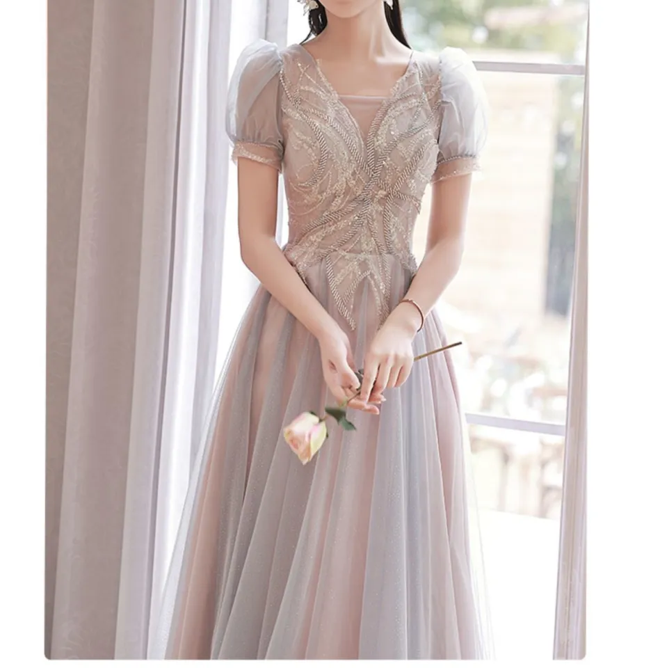 Pink Purple Bridesmaid Dress 2024 New Spring and Summer Long Small