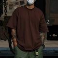 ExtFine 210GSM 100% Cotton T-shirts For Men 2023 Oversized Basic T Shirt Drop-Shoulder Tshirt Streetwear Tops Tee K2Y. 
