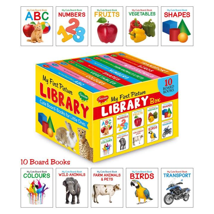 My First Picture Library Box of 10 Board Books (Pre-School Books) | Gift Set For Kids Board Book
