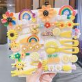 14 Pcs a Set Girls Cute cartoon Sweet Hair Clip Rainbow Fruit Cute Cartoon Hair Bands Lovely Hair Accessories Headwear Hairpins. 