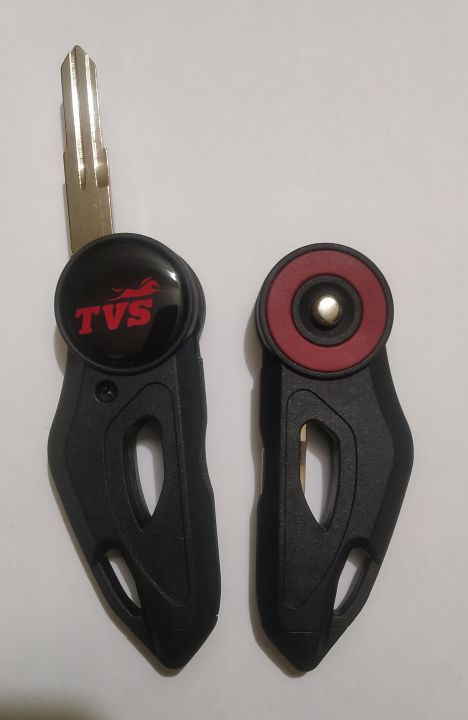 Round Flip Key For Tvs Apache 2V (Right Cut) Key Ring