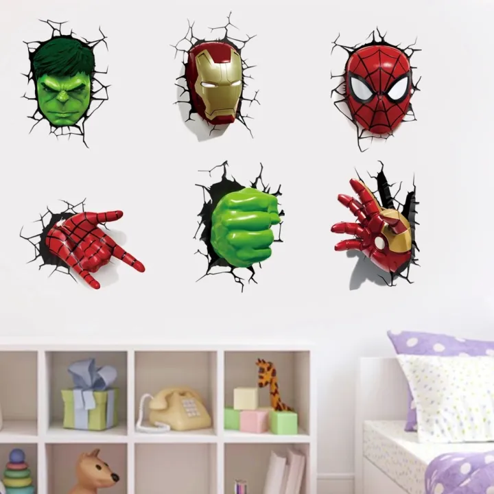 Hulk%20Iron%20Hand%20Mask%20Spider-man%20Wall%20Stickers%20Broken%20Wall%20Poster%20Wall%20Art%20Car%20Decal%20Kids%20Room%20Decor%20Boys%20Favors%20-%20Image%203