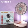 JYSUPER JY-2215 Rechargeable Strong Wind 2400mAh Battery Three Modes Foldable Fan With LED Light. 