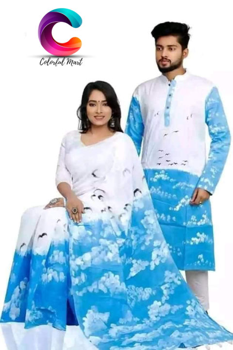 Occasional%20Dress/Couple%20Set/Matching%20Dress/Traditionally%20Dress/Sari%20And%20Panjabi%20-%20Image%202