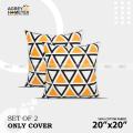Cotton Cushion Cover, Yellow & Black (20"x20") Set of 2, Only Cover.