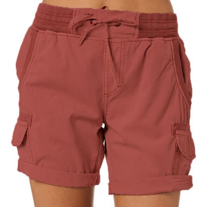 Women%20Shorts%20Cargo%20Pants%20Shorts%20Elastic%20Waist%20Short%20Pants%20Cotton%20Linen%20Pocket%20Summer%20Beach%20Solid%20Color%20Sliming%20Comfot%20Breathable%20-%20Image%204