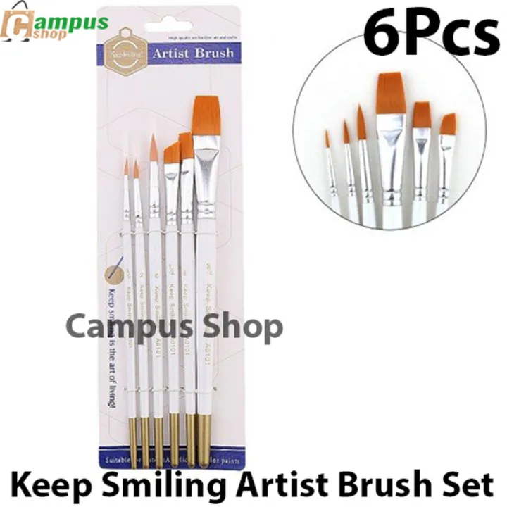 Keep Smiling Artist Brush / Tuli set 6pcs Mixed Set | Daraz.com.bd
