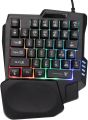 One Hand RGB Gaming Keyboard and Backlt Mouse Combo,USB Wired Rainbow Letters Glow Single Hand Mechanical Feeling Keyboard with Wrist Rest Support, Gaming Keyboard Set for Game.