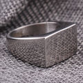 European and American cross-border ins fashion simple glossy 18MM rectangular titanium steel stainless steel ring with laser logo for women.