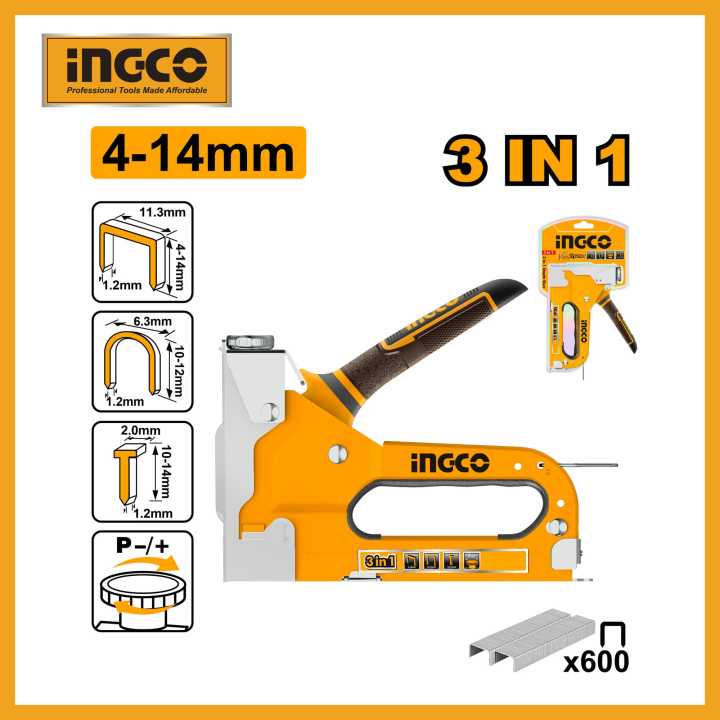 INGCO Heavy duty 2 In 1 staple gun 4-14mm HSG1408