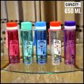 Cool Icy Plastic Water Bottle 650 ml - Round Shape High Quality Food Grade Water Bottle (1 Pcs). 