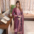 Eid Special Exclusive - Stylish and Fashionable Multicolor Cotton Unstitched Screen Print Three Piece Dress for Women. 