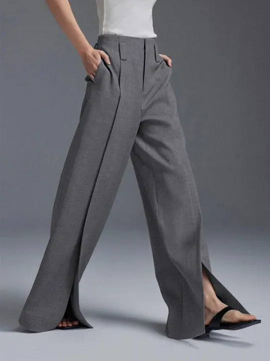 Lemongor%20Urban%20Office%20Lady%20Fashion%20Split-Front%20Pleated%20Wide%20Leg%20Suit%20Pants%20Spring%20Autumn%20High-Waisted%20Casual%20Trousers%20For%20Women%20-%20Image%203