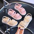 Trendy Cute Open Toe Sandals For Girls, Breathable Lightweight Wear-resistant Sandals For Indoor Outdoor Holiday Beach. 