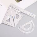 4Pcs Drawing School Supplies Set Square Triangle Ruler Aluminum Alloy Protractor. 