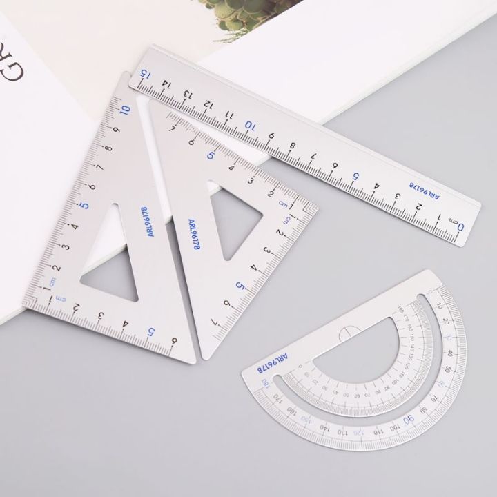 4Pcs%20Drawing%20School%20Supplies%20Set%20Square%20Triangle%20Ruler%20Aluminum%20Alloy%20Protractor%20-%20Image%202