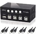 Printer Sharing Switch 4 Ports USB 2.0 Selector Switch For PC Sharing Switch Box with (2PC)-Black. 