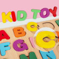 Niko ABC Alphabet Digital Puzzle Wooden Toys Kid Number Letter shape Matching Jigsaw Board 20x20cm. 
