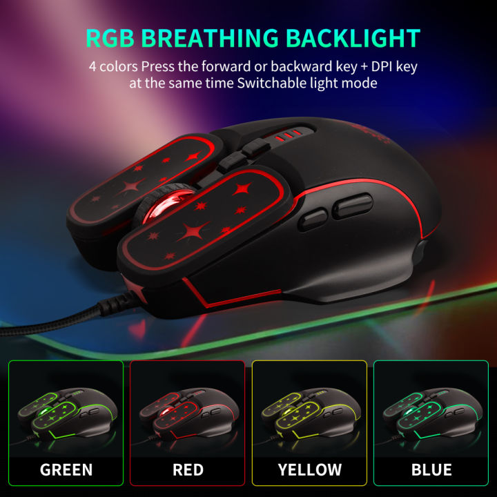 HMO-18 Optical Mouse Gaming Computer Wired Mouse 7200DPI Optical 6 ...
