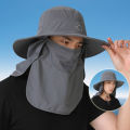 Sun Hat Men's Fishing Hat Summer Fisherman Hat Outdoor Mountaineering Sun Hat Face Cover Ultraviolet-Proof Sun Hat.