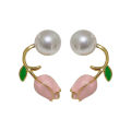 Fashion Tulip Pearl Earrings for Women Flowers Stud Earrings Elegant Party Jewelry Gifts. 