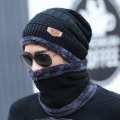 Winter Beanies balaclava Knit Neck Warmer Hats Men Women Beanies Fleece Wool Liner Thick Hat Scarf Sets. 