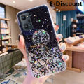 For Realme C31 Case Shiny Ring Glitter Soft Transparent Holder Stand Case with String Glitter Space Stars Moon Realme C31 Back Cover. 