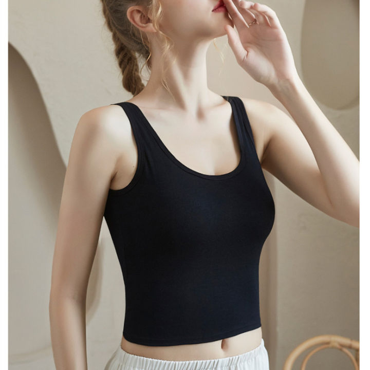 New%20One-Piece%20with%20Chest%20Pad%20U%20Backless%20Small%20Sling%20Women's%20Short%20Inner%20Wear%20Outer%20Wear%20Sexy%20Beauty%20Back%20Bottoming%20Vest%20-%20Image%204