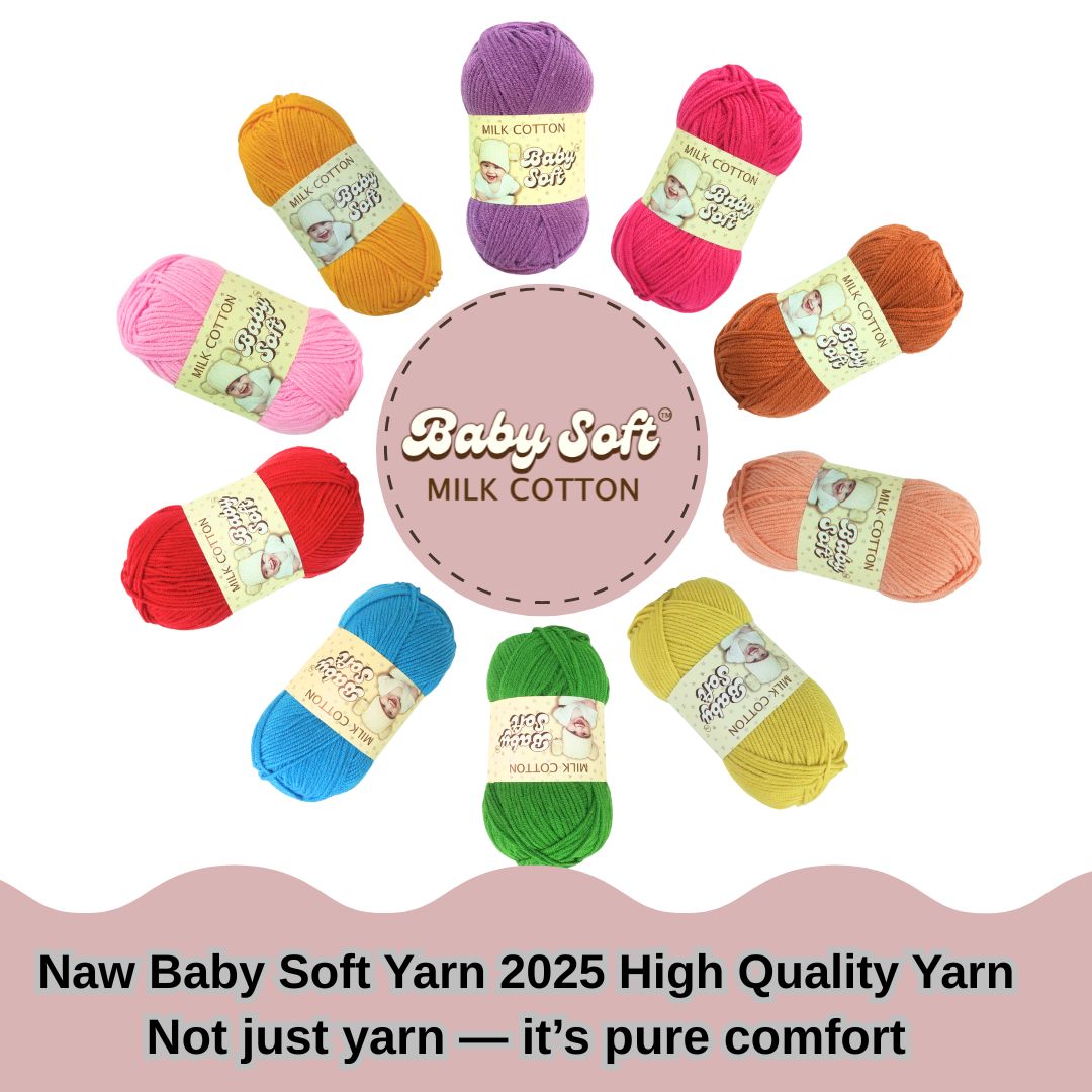 Baby Soft Milk Cotton Wool Yarn for Crocheting -1pcs 50 grams Per Pack | Milk Cotton Yarn for Making Bags, Crafts, Amigurumi, Baby Clothing, Sweaters, Table Mats, Decors, Scarfs, Shawls, Dolls, and more