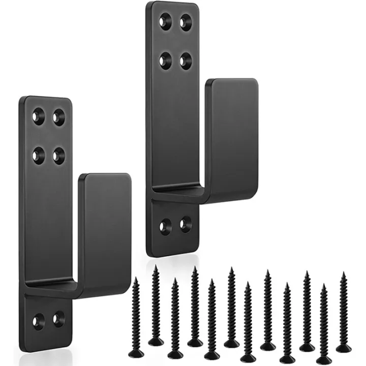 2X4 Door Barricade Brackets Heavy Duty Upgraded Door Bar Holder Brackets for Home Security Suit for 2X4 Lumber Black Accessories