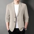 Formal Summer Suit Coat Business Coat Lapel Long Sleeves Double Buttons Straight Pockets Anti-wrinkle Solid Color Cardigan Loose. 
