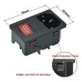 3 Pin IEC320 C14 Inlet Plug Male Power Socket Module Built in Fuse & Red Light Switch 10A 250V AC. 