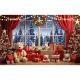 Fabric Material Photo Backdrop Artistic Printed Design Portable Size Photography Background Easy-to-Install Red Curtain Xmas. 