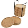 Durable Cork Coasters with Lip for Drinks Absorbent Thick Rustic Saucer with Holder Heat & Water Resistant  Reusable Natural Round Coasters for Bar Glass Cup Table. 
