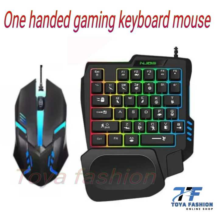one hand PUBG/FREEFIRE RGB Gaming Keyboard&RGB MOUSE gaming combo