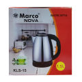 Marco Nova Electric Kettle 1.8 Litter KLS-18 black & silver color, For Hot water, Hot Tea, Hot Coffee, Gift item for birthday, marrige  And Home Decoration. Nova Electric Kettle. 