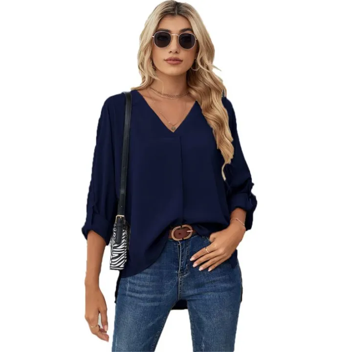 Refined%20Taste%20-%20Ladies%20New%20Design%20For%20Ladies%20Custom%20Logo%20Long%20Sleeve%20Pullover%20Solid%20Color%20Women%20Tops%20-%20Durabilty%20Assured%20-%20Image%206