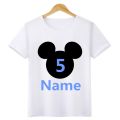 Boys/Girls Birthday Numbers Bow Cartoon Print T Shirt Kids Short Tops Children Design Your Name and number Cute T-Shirt,ooo3055. 