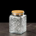 Decorative pattern Vintage jar Handcrafted Organizer  glass Pattern glass Airtight seal Sturdy construction Sealed jar for Home decor Kitchen storage Pantry organization Gift idea Suitable for all. 