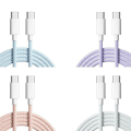 For 15 Macaron Data Cable Dual Type-C Fast Charging Braided Data Cable C to C 60W 100cm Charging Cable,Gray White Easy to Use. 