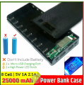 DIY Battery Charger Box for 8x18650 Power Bank Casing with Digital LCD Display Circuit 5V 2A 2xUSB Output 2xCharging Port without Battery for Mobile Phone Charging 5V USB LED etc. 