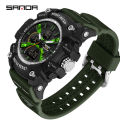 SANDA Three Screen Multifunctional Timing Watch Outdoor Waterproof Night Light Men's Watch SD3366-3. 