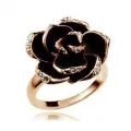 J622 Yiwu factory direct sales South Korea imported jewelry diamond black rose open ring wholesale wholesale. 