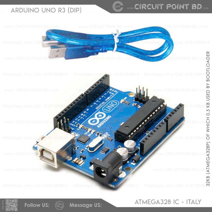 Arduino UNO R3 (DIP) Development Board with USB Cable – Compatible with ...