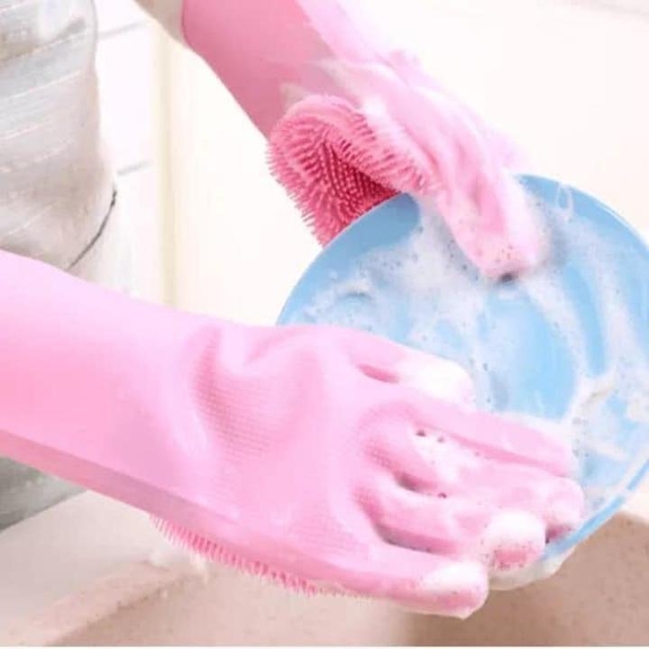 Silicone kitchen gloves, magic washing gloves with scrubber, not to hurt your hands, multi-purpose gloves for household cleaning