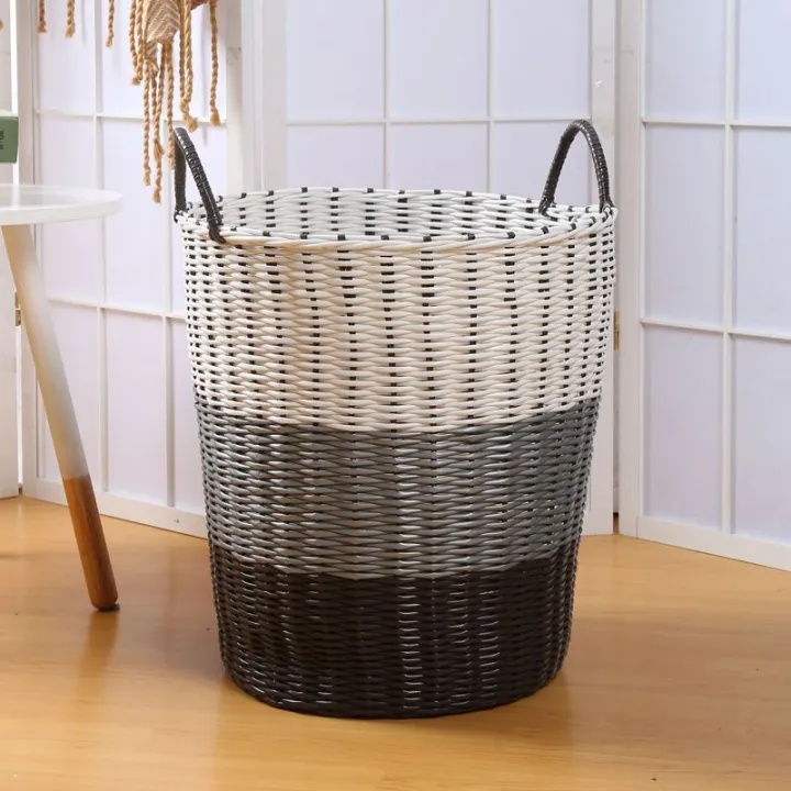 Plastic%20Rattan%20Woven%20Laundry%20Basket%20Laundry%20Basket%20Dirty%20Clothes%20Storage%20Basket%20Household%20Clothes%20Basket%20Storage%20Basket%20Toy%20Basket%20Finishing%20-%20Image%202